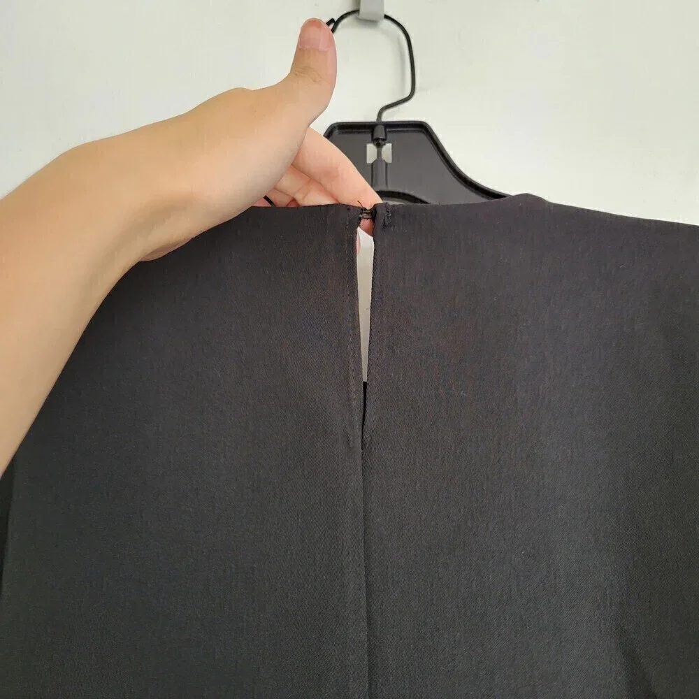 Zara Black 3/4 Sleeve Belted Career Sheath Dress Size Medium